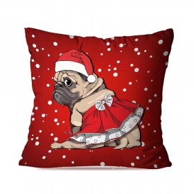 Kit 4 Capas para Almofadas de Natal Pug Natalino