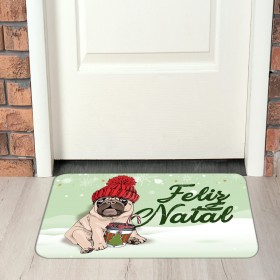 Tapete de Natal para Porta Feliz Natal Pug