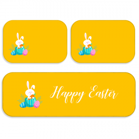 Kit 3 Tapetes Decorativos Happy Easter Amarelo