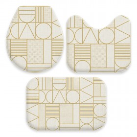 Jogo de Tapetes para Banheiro Geometria Dourada