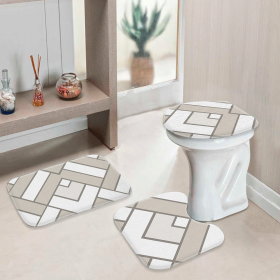 Jogo Tapetes para Banheiro Geometrico Abstrato