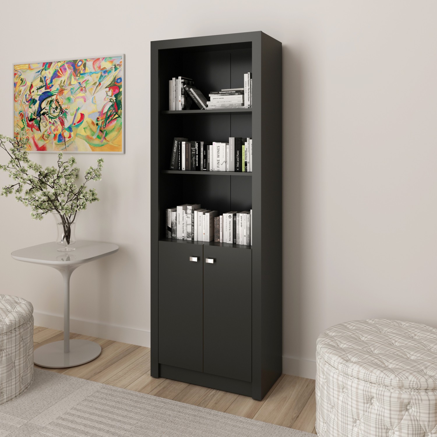 Armário Alto para Escritório com 2 Portas e 5 Prateleiras Preto Me4110 Tecnomobili Armário Alto para Escritório com 2 Portas e 5 Prateleiras Preto Me4110 Tecnomobili