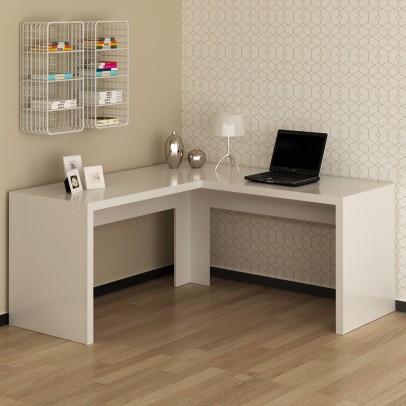 Mesa para Escritório Angular Me4116 Branco Tecnomobili