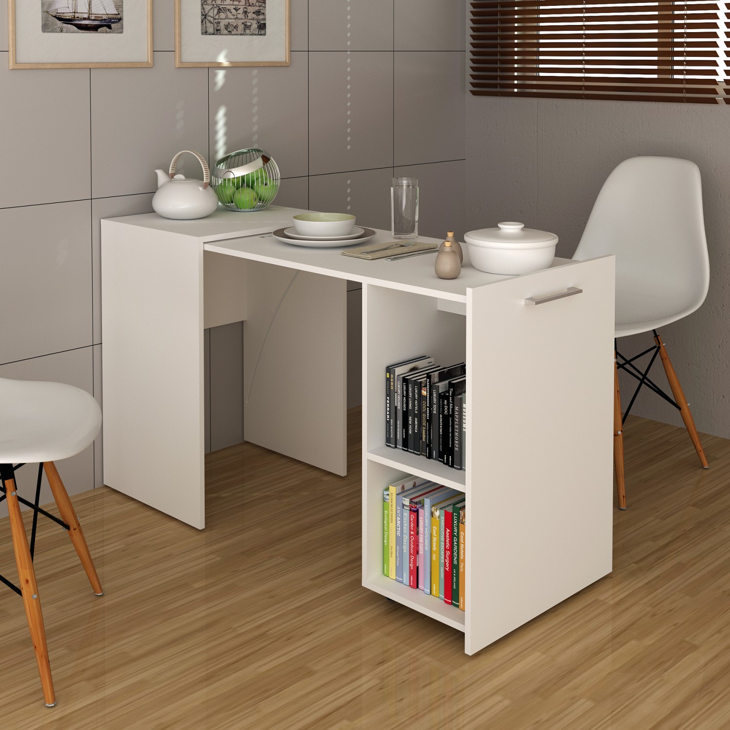 Escrivaninha Retrátil para Escritório Me4170 Branco Tecnomobili Escrivaninha Retrátil para Escritório Me4170 Branco Tecnomobili