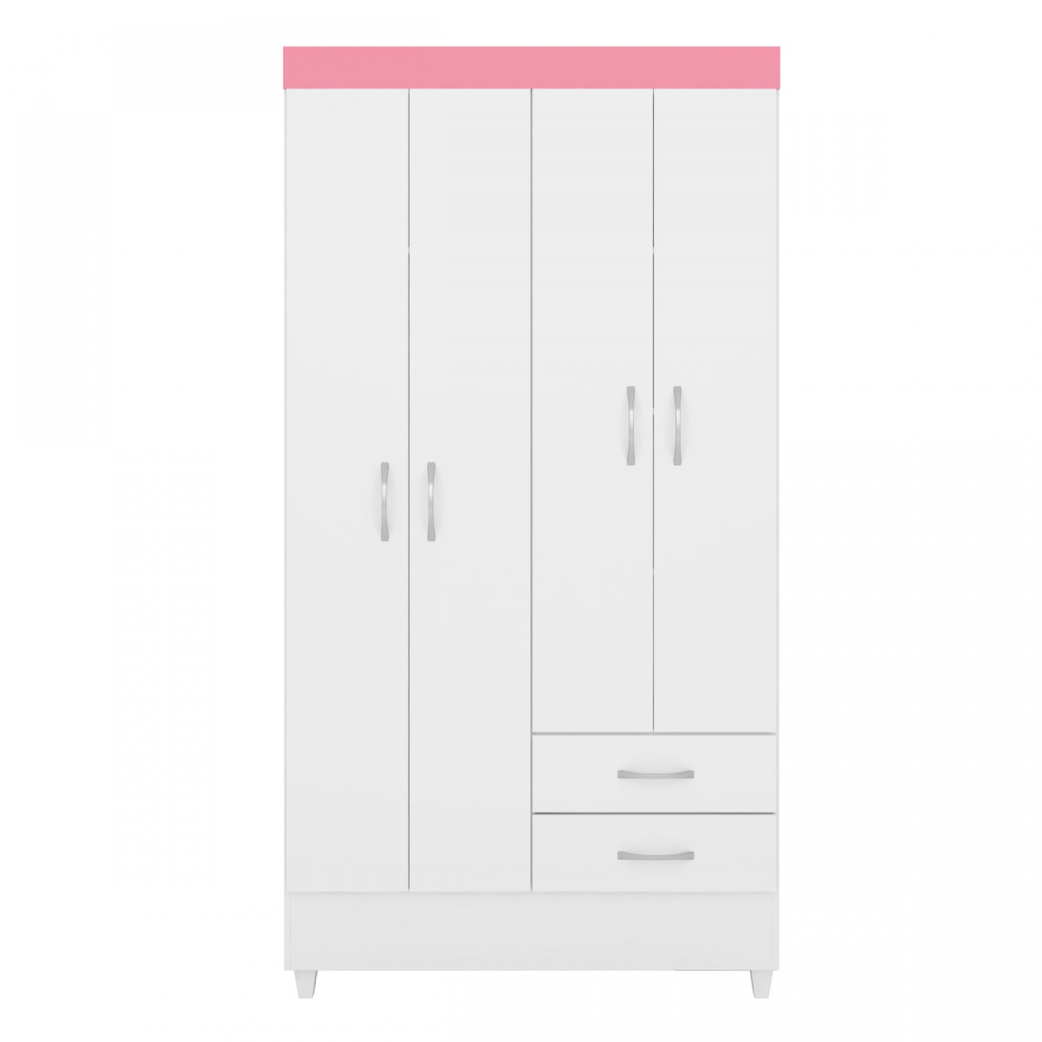 Guarda-Roupa 4 Portas Astro Branco/Rosa/Branco - Demóbile Guarda-Roupa 4 Portas Astro Branco/Rosa/Branco - Demóbile