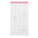 Guarda-Roupa 4 Portas Astro Branco/Rosa/Branco - Demóbile
