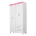 Guarda-Roupa 4 Portas Astro Branco/Rosa/Branco - Demóbile