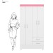 Guarda-Roupa 4 Portas Astro Branco/Rosa/Branco - Demóbile