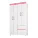 Guarda-Roupa 4 Portas Lótus Branco/Rosa - Demóbile
