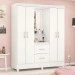 Guarda-Roupa Capelinha 4 Portas Lord Branco/Rosa/Branco - Demóbile