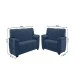 Conjunto Estofado 3x2 Lugares Turim Suede Veludo Azul - Besthouse