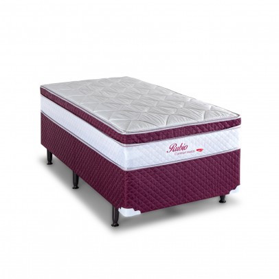 Cama Box Solteiro Conjugado e Colchão Molas Bonnel Rubio Euro Pillow (88x188x570) - Herval
