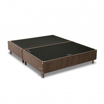 Sommier de Estrutura de Madeira Recoberto com Tecido 158x198x25 Veludo Deluxe Marrom - Kappesberg
