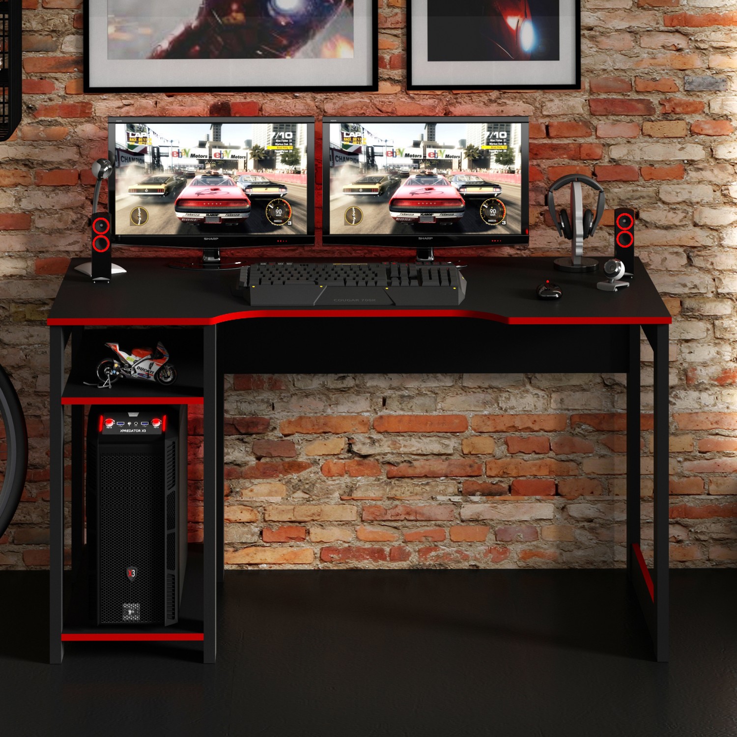 Mesa Gamer para Escritório Me4152 Preta/Vermelha Tecnomobili Mesa Gamer para Escritório Me4152 Preta/Vermelha Tecnomobili