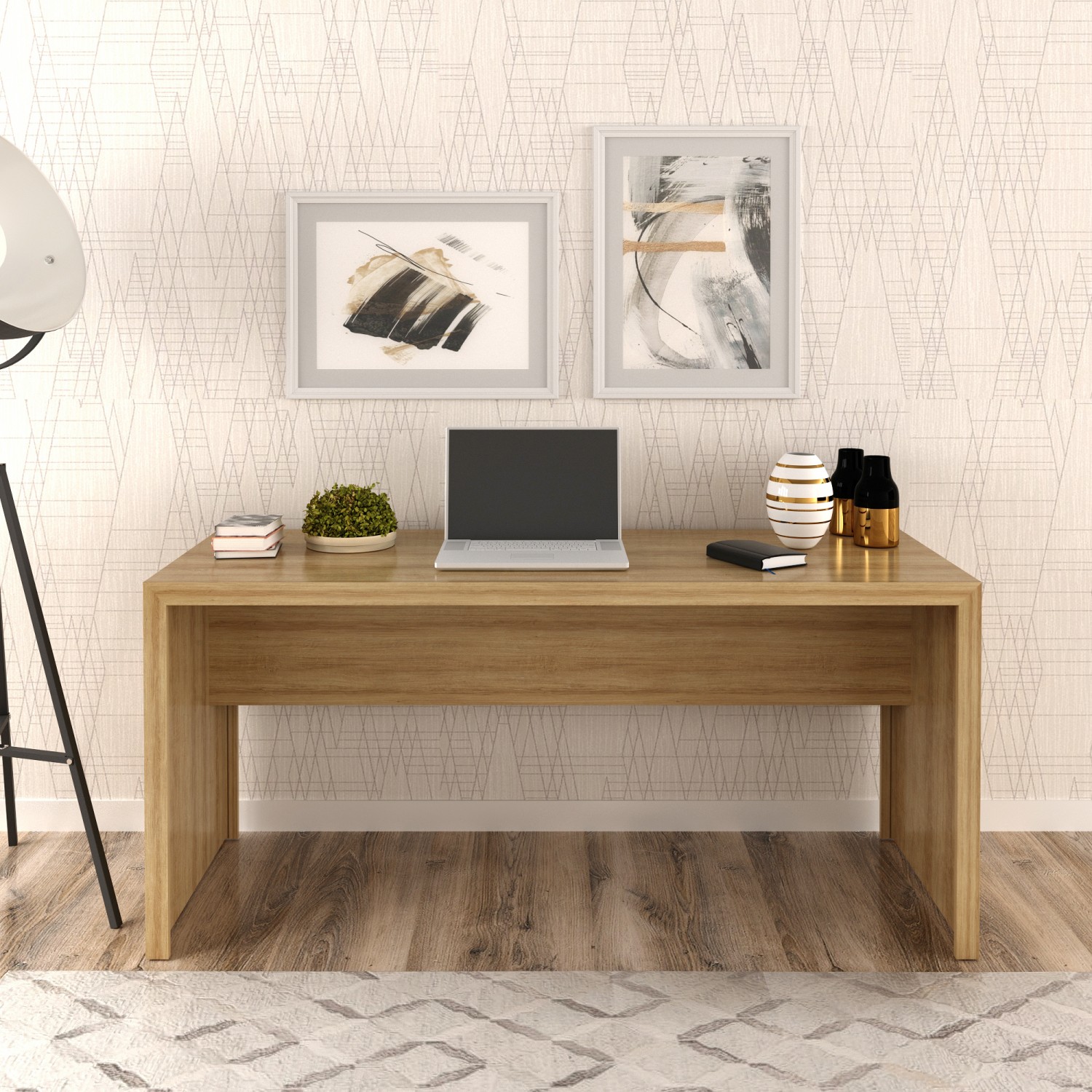 Mesa para Escritório 163cm Me4109 Amêndoa - Tecnomobili Mesa para Escritório 163cm Me4109 Amêndoa - Tecnomobili