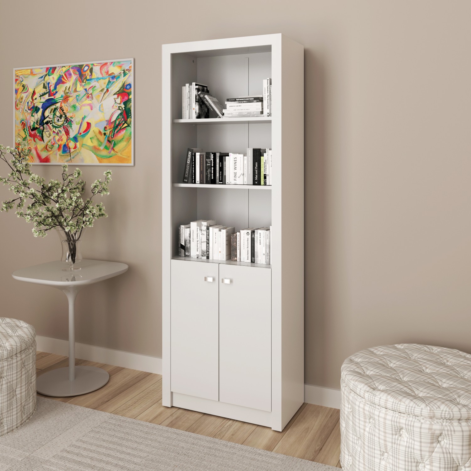 Armário Alto para Escritório com 2 Portas e 5 Prateleiras Branco Me4110 Tecnomobili Armário Alto para Escritório com 2 Portas e 5 Prateleiras Branco Me4110 Tecnomobili