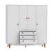 Guarda Roupa Casal Vintage 4 Portas 3 Gavetas Branco - Olivar Móveis