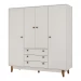 Guarda Roupa Casal Vintage 4 Portas 3 Gavetas Branco - Olivar Móveis