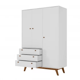 Guarda Roupa Casal Retrô Versalhes 3 Portas 3 Gavetas Branco - Olivar Móveis