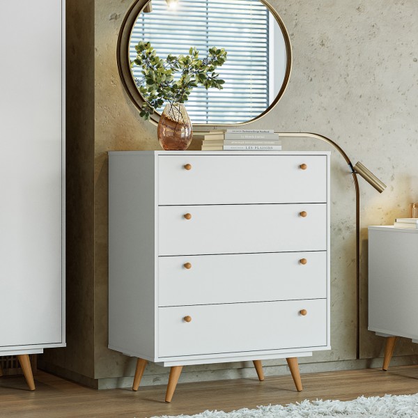 Comoda Retro 35 4 Gavetas Branco - Olivar Móveis