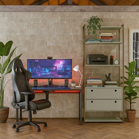 Closet Industrial Estante 2 Gavetas 5 Prateleiras Off White - Olivar Móveis