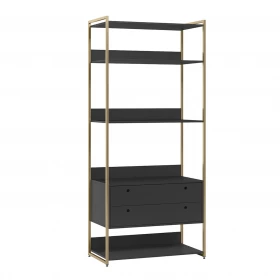 Closet Industrial Estante 2 Gavetas 5 Prateleiras Preto - Olivar Móveis