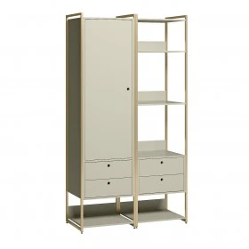 Closet Industrial Olivar 1 Porta 4 Gavetas Off White - Olivar Móveis
