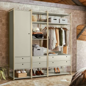 Closet Industrial Olivar 1 Porta 6 Gavetas Off White - Olivar Móveis