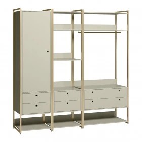 Closet Industrial Olivar 1 Porta 6 Gavetas Off White - Olivar Móveis