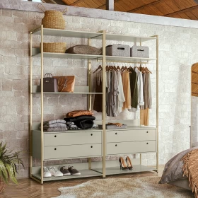 Closet Industrial Olivar 4 Gavetas 9 Prateleiras Off White - Olivar Móveis