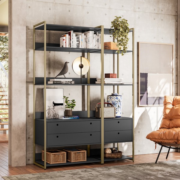 Closet Industrial Olivar 4 Gavetas 10 Prateleiras Preto - Olivar Móveis