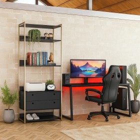 Closet Industrial Olivar 4 Gavetas 10 Prateleiras Preto - Olivar Móveis