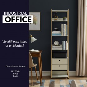 Closet Estante Industrial 2 Gavetas 5 Prateleiras Off White - Olivar Móveis