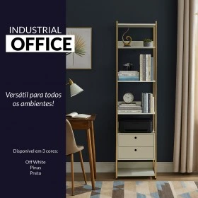 Closet Estante Industrial 2 Gavetas 5 Prateleiras Off White - Olivar Móveis