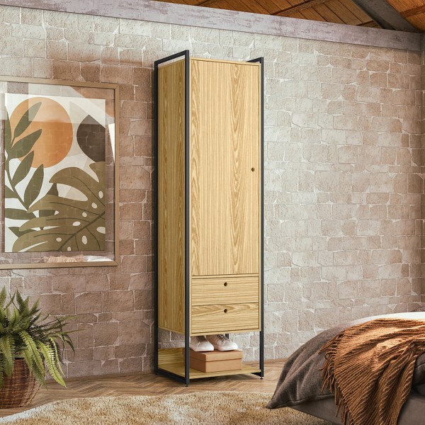 Closet Industrial Olivar 1 Porta 2 Gavetas 54cm Pinus - Olivar Móveis