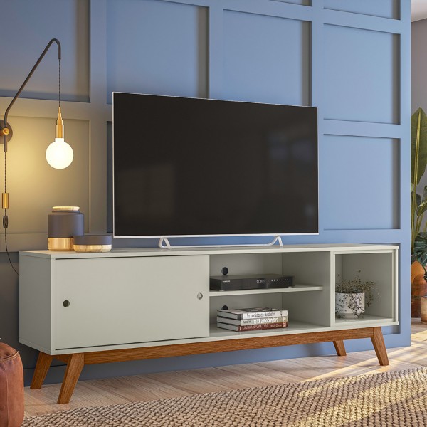 Rack Retro Malibu 50 Até 60 Polegadas 1 Porta Off White - Olivar Móveis