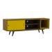 Bancada Retro 50 Até 60 Polegadas 1 Porta Rustik Carvalho/Amarelo Ac - Olivar Móveis