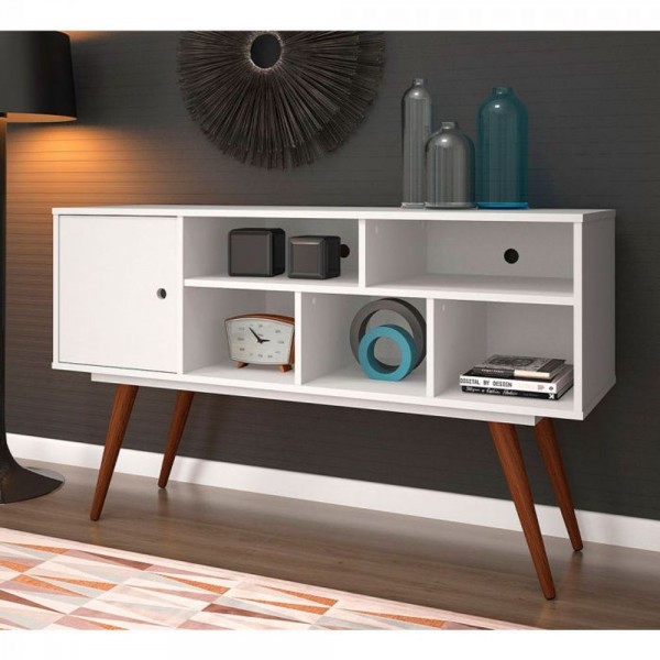 Bancada Retro 75 Até 50 Polegadas 1 Porta Branco - Olivar Móveis