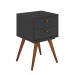 Mesa de Cabeceira Retro 50 Plus 2 Gavetas Preto - Olivar Móveis