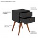 Mesa de Cabeceira Retro 50 Plus 2 Gavetas Preto - Olivar Móveis