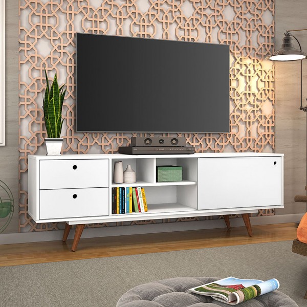 Rack Retro 85 Até 60 Polegadas 1 Porta Branco - Olivar Móveis