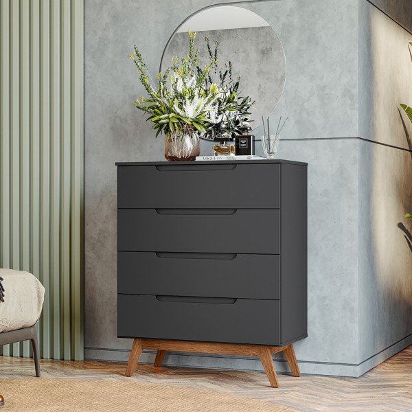 Cômoda Retrô com 4 Gavetas Alpi - Preto