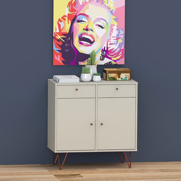 Aparador Retro Metal Onix 2 Portas 2 Gavetas Off White - Olivar Móveis