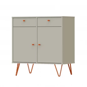 Aparador Retro Metal Onix 2 Portas 2 Gavetas Off White - Olivar Móveis