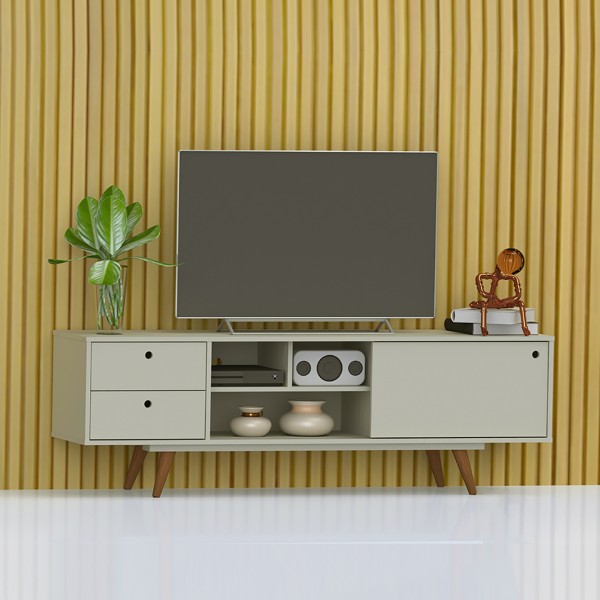 Rack Retro 85 Até 60 Polegadas 1 Porta Off White - Olivar Móveis