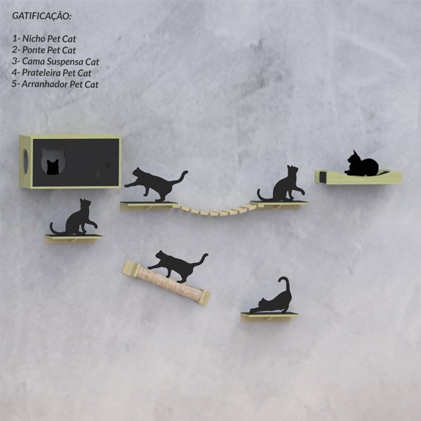 Kit Gatificação Pinus Ac Preto Ac - Olivar Móveis