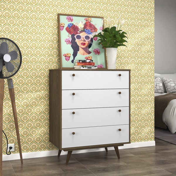 Comoda Retro 35 Plus Rustik Carvalho/Branco - Olivar Móveis