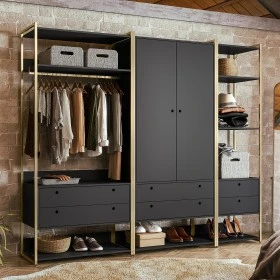 Closet Industrial Olivar 2 Portas 6 Gavetas Preto Olivar móveis