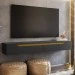 Rack Suspenso Uno P/ Tvs Até 55 Polegadas 160cm 2 Portas Preto/Cedro- Olivar Móveis