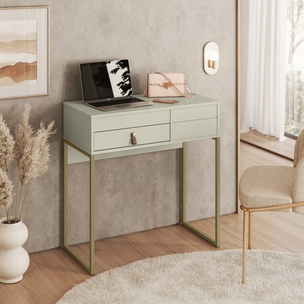 Penteadeira Industrial Lady C/Espelho Organizadora de Maquiagem C/Gaveta Off White - Olivar Móveis